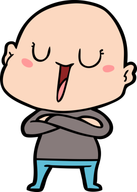 Bir insan tarafından çizilmiş mutlu, kel adam.