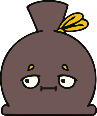 Bir insan tarafından çizilmiş şirin bir çuval karikatürü