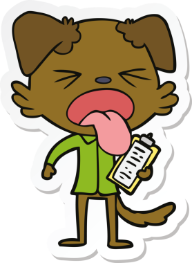 Bir insan tarafından çizilmiş tiksindirici bir köpeğin çıkartması.