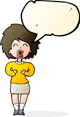 Bir insan tarafından çizilmiş konuşma balonu olan çığlık atan bir kadın.