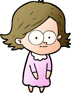 Bir insan tarafından çizilmiş mutlu çizgi film kızı.