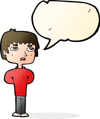 Bir insan tarafından çizilmiş konuşma balonu olan mutsuz bir adam çizgi filmi.