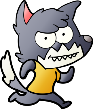 Bir insan tarafından çizilmiş sırıtan tilki çizgi filmi.