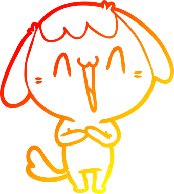 Bir insan tarafından çizilmiş sevimli bir köpeğin sıcak çizgi çizgisi.