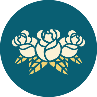 Bir insan tarafından çizilmiş bir buket çiçeğin ikonik dövme şekli