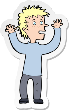 Bir insan tarafından çizilmiş heyecanlı bir çocuğun çıkartması.