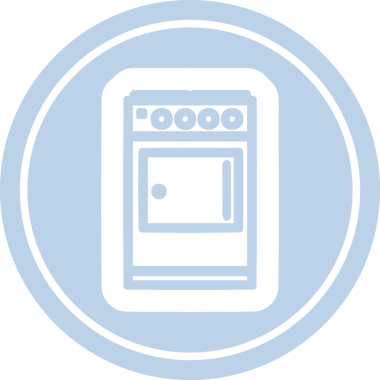 Mutfak ocağı dairesel simgesi bir insan tarafından çizilmiş.