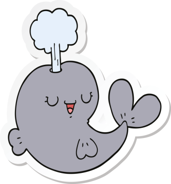 Bir insan tarafından çizilmiş bir balinanın çıkartması.