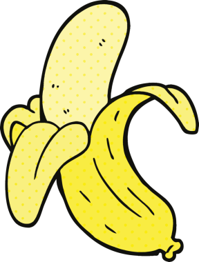 Bir insan tarafından çizilmiş çizgi roman tarzı muz.