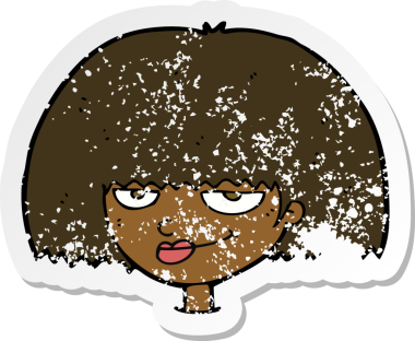 Bir insan tarafından çizilmiş bir karikatürün gerilimli retro yapıştırması.