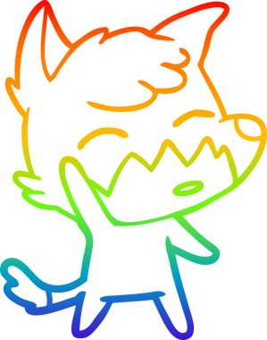 gökkuşağı gradyanı çizimi bir insan tarafından çizilmiş tilki çizgi filmi