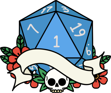 Retro Dövme Biçimi Doğal Bir d20 zar bir insan tarafından çizildi