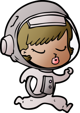 Bir insan tarafından çizilmiş güzel astronot kız.