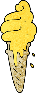 Bir insan tarafından çizilmiş grunge desenli çizgi film dondurma külahı.