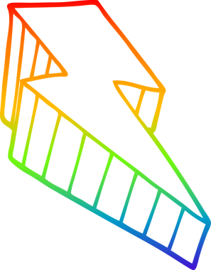 Bir insan tarafından çizilmiş karikatür desenli bir yıldırım çizimi.