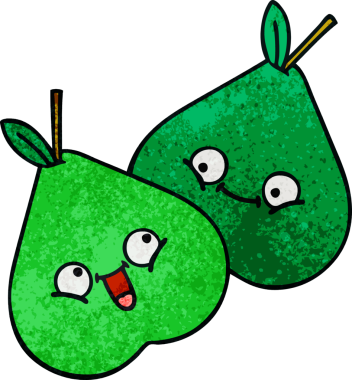 Bir insan tarafından çizilmiş armutun retro grunge desen karikatürü