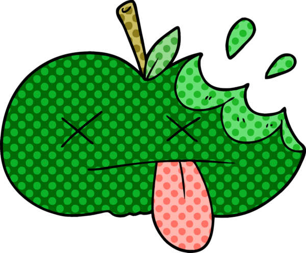 Bir insan tarafından çizilmiş ısırılmış elma çizgi filmi.