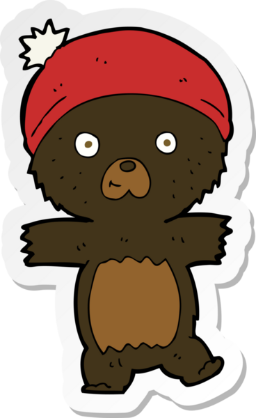 Bir insan tarafından çizilmiş şirin siyah bir ayının çıkartması.