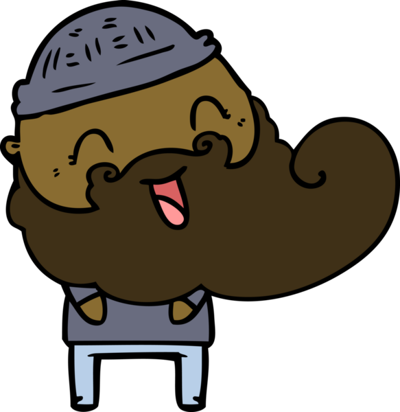 Bir insan tarafından çizilmiş mutlu sakallı adam.