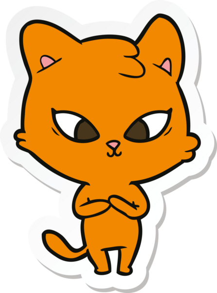 Bir insan tarafından çizilmiş şirin bir çizgi film kedisinin çıkartması.