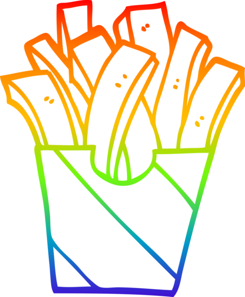 gökkuşağı gradyan çizgi çizimi bir insan tarafından çizilmiş paket servis kızartmaları