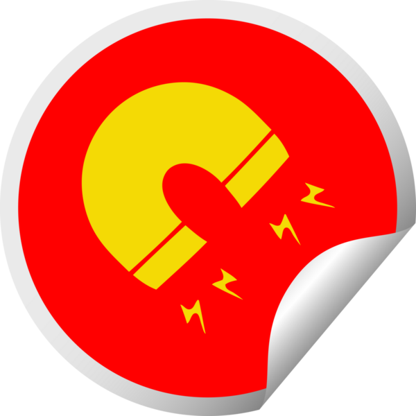 Bir insan tarafından çizilmiş bir mıknatısın dairesel soyma etiketi.