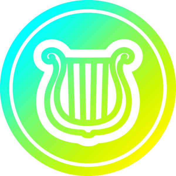 müzik aleti arp dairesel simge serin gradyan bitiş bir insan tarafından çizilmiş