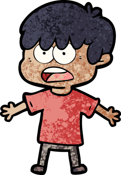 Bir insan tarafından çizilmiş endişeli çizgi film çocuğu.