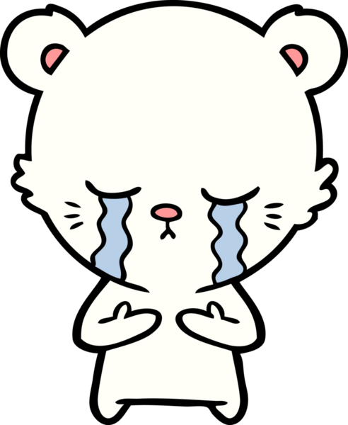 Bir insan tarafından çizilmiş üzgün küçük kutup ayısı çizgi filmi.