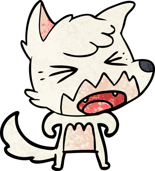 Bir insan tarafından çizilmiş kızgın çizgi film tilkisi.