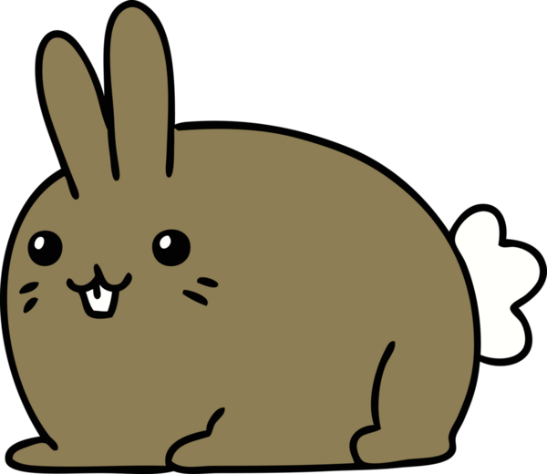 Bir insan tarafından çizilmiş mutlu bir tavşan çizimi.