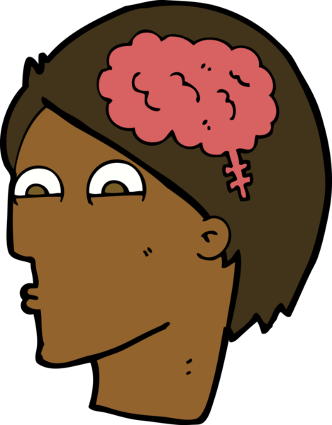 Bir insan tarafından çizilmiş beyin sembollü çizgi film başı