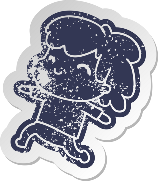 Bir insan tarafından çizilmiş sakallı yaşlı çizgi film yapıştırıcısı Kawaii çocuk.