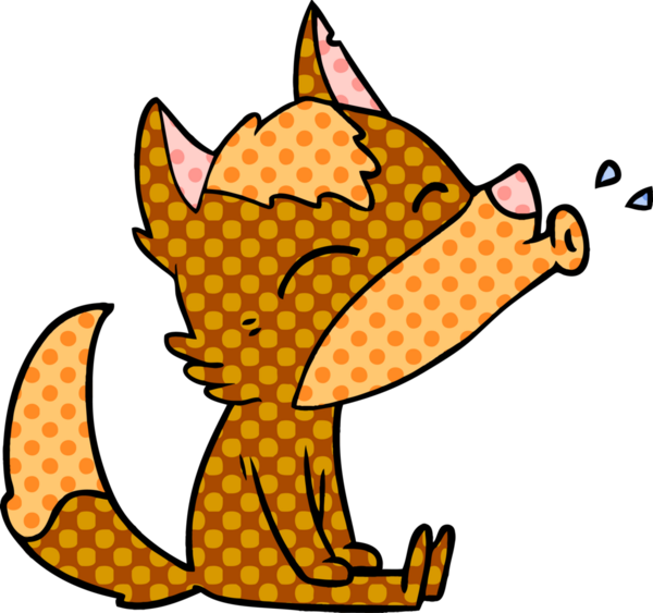 Bir insan tarafından çizilmiş tilki çizgi film karakteri