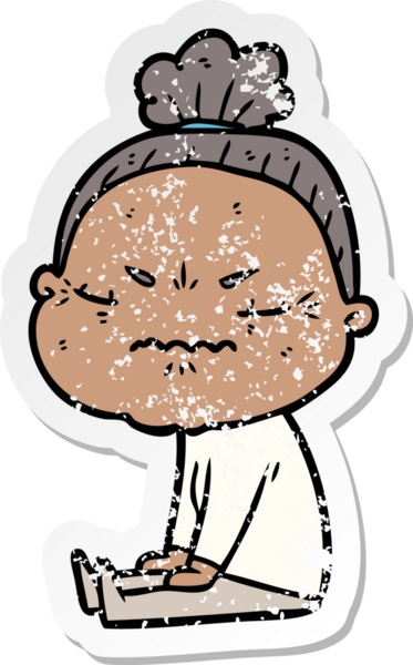 Bir insan tarafından çizilmiş, sıkıntılı bir karikatür çıkartması.