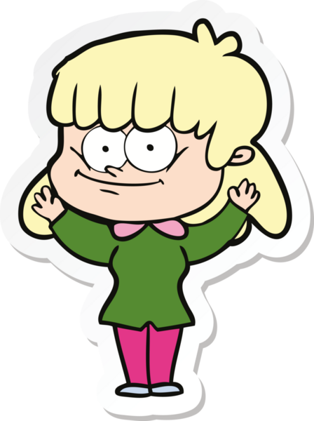 Bir insan tarafından çizilmiş gülümseyen bir karikatür çıkartması.