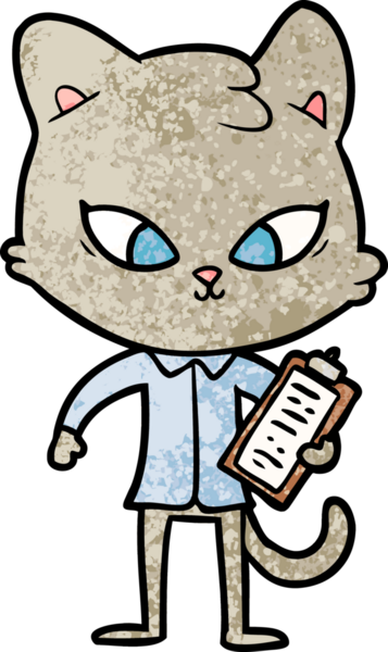 Bir insan tarafından çizilmiş sevimli çizgi film kedisi.
