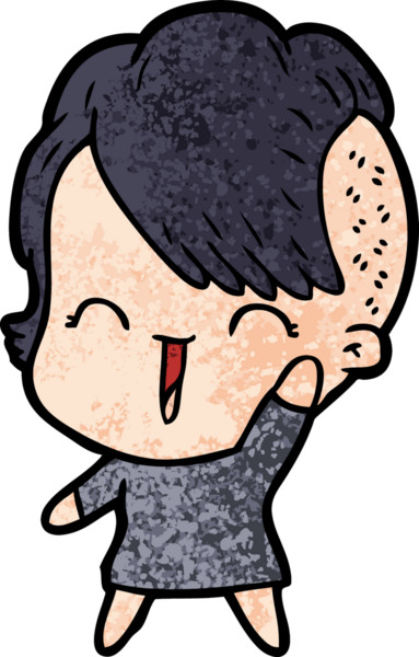 Bir insan tarafından çizilmiş mutlu hippi kız çizgi filmi.