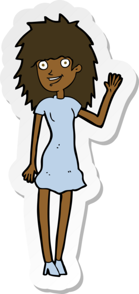 Bir insan tarafından çizilmiş mutlu bir kadının çıkartması.