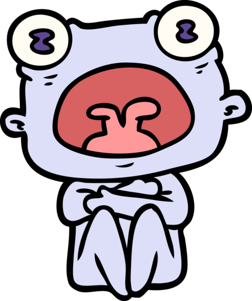 Bir insan tarafından çizilmiş garip bir uzaylı çizgi filmi.