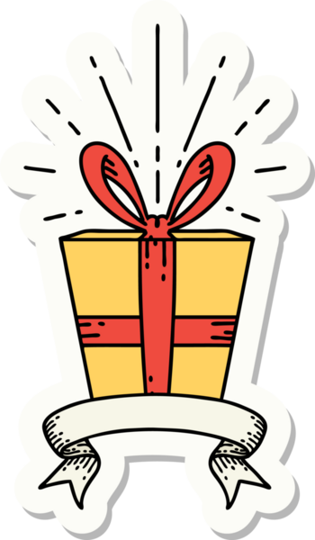 Bir insan tarafından çizilmiş dövme stili Noel hediyesi.