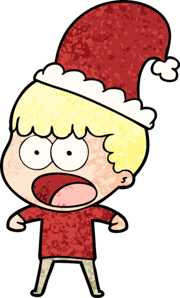 Bir insan tarafından çizilmiş, Xmas şapkalı adam şok oldu.