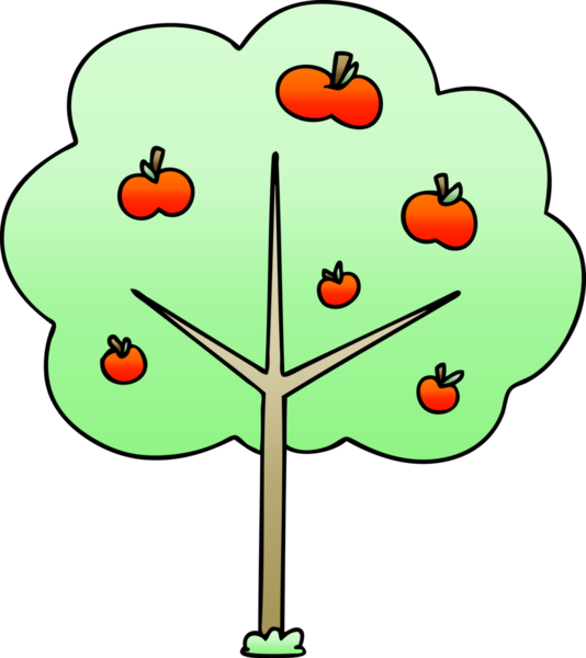 bir insan tarafından çizilmiş garip gölgeli elma ağacı.