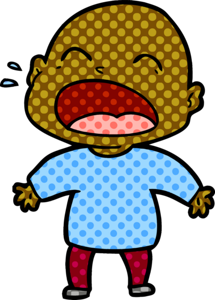 Bir insan tarafından çizilmiş kel adam diye bağıran çizgi film.