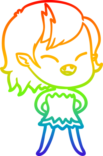 Gökkuşağı gradyan çizgi çizimi Bir insan tarafından çizilmiş gülen vampir kız çizgi filmi