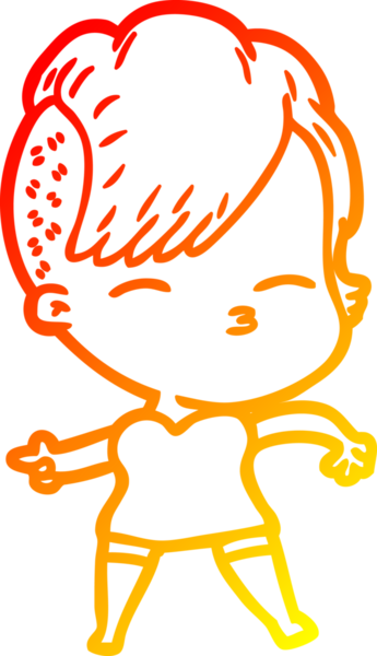 Bir insan tarafından çizilmiş çizgi film karakteri şaşı bir kızın sıcak çizgi çizimi