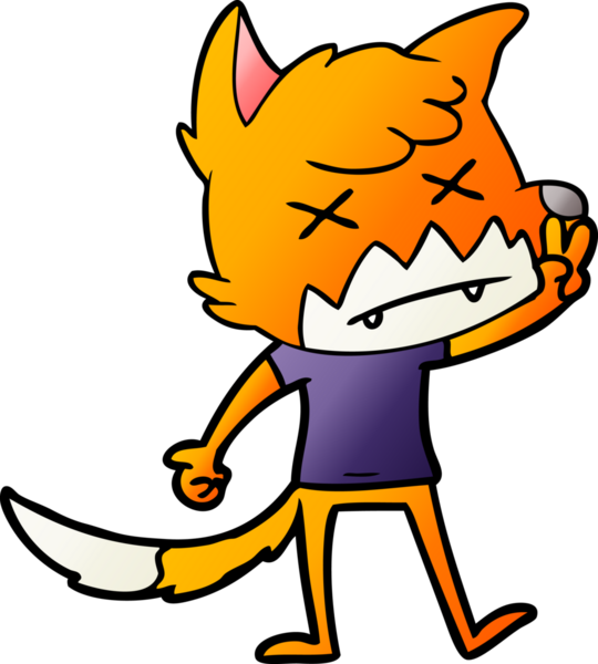 Bir insan tarafından çizilmiş ölü tilki çizgi filmi