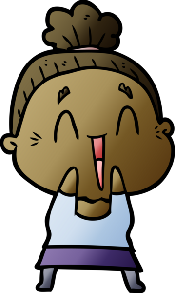 Bir insan tarafından çizilmiş mutlu yaşlı kadın çizgi filmi.