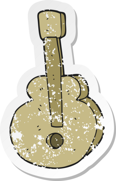 Bir insan tarafından çizilmiş bir karikatür gitarın gerilimli yapıştırması.