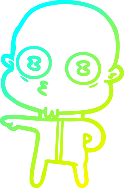 Bir insan tarafından çizilmiş garip, kel bir uzay adamının soğuk çizgi çizimi.